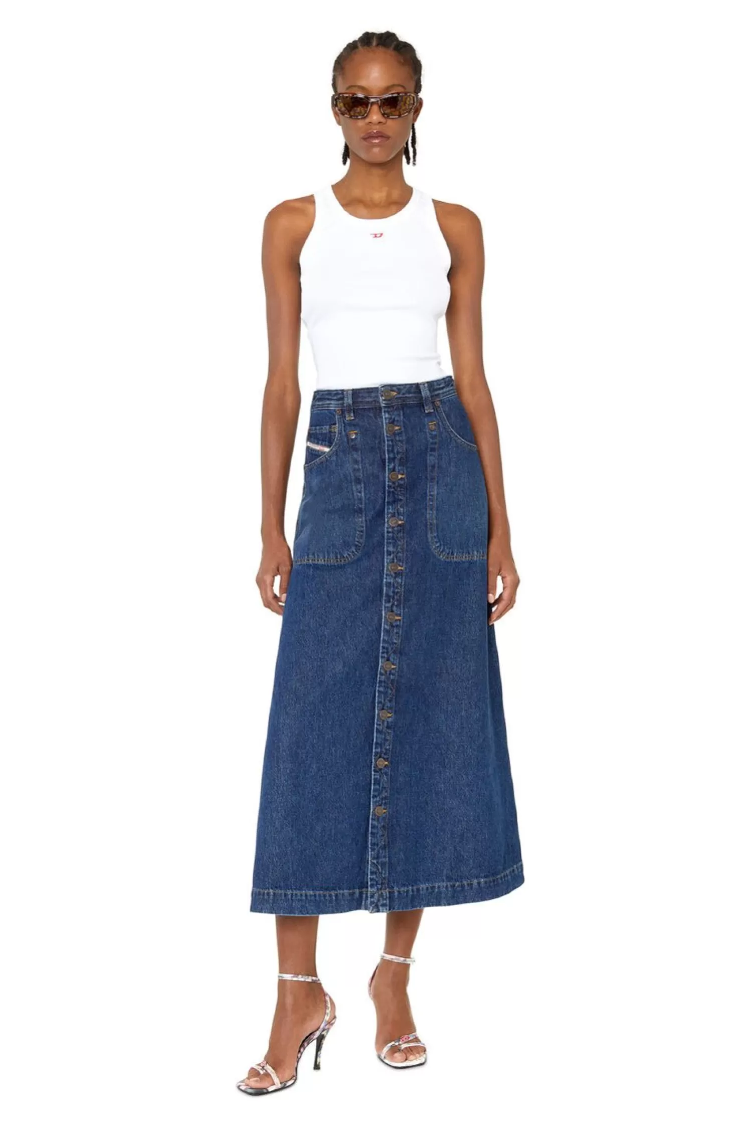 Women Diesel De-Albus-L A-Line Long Skirt